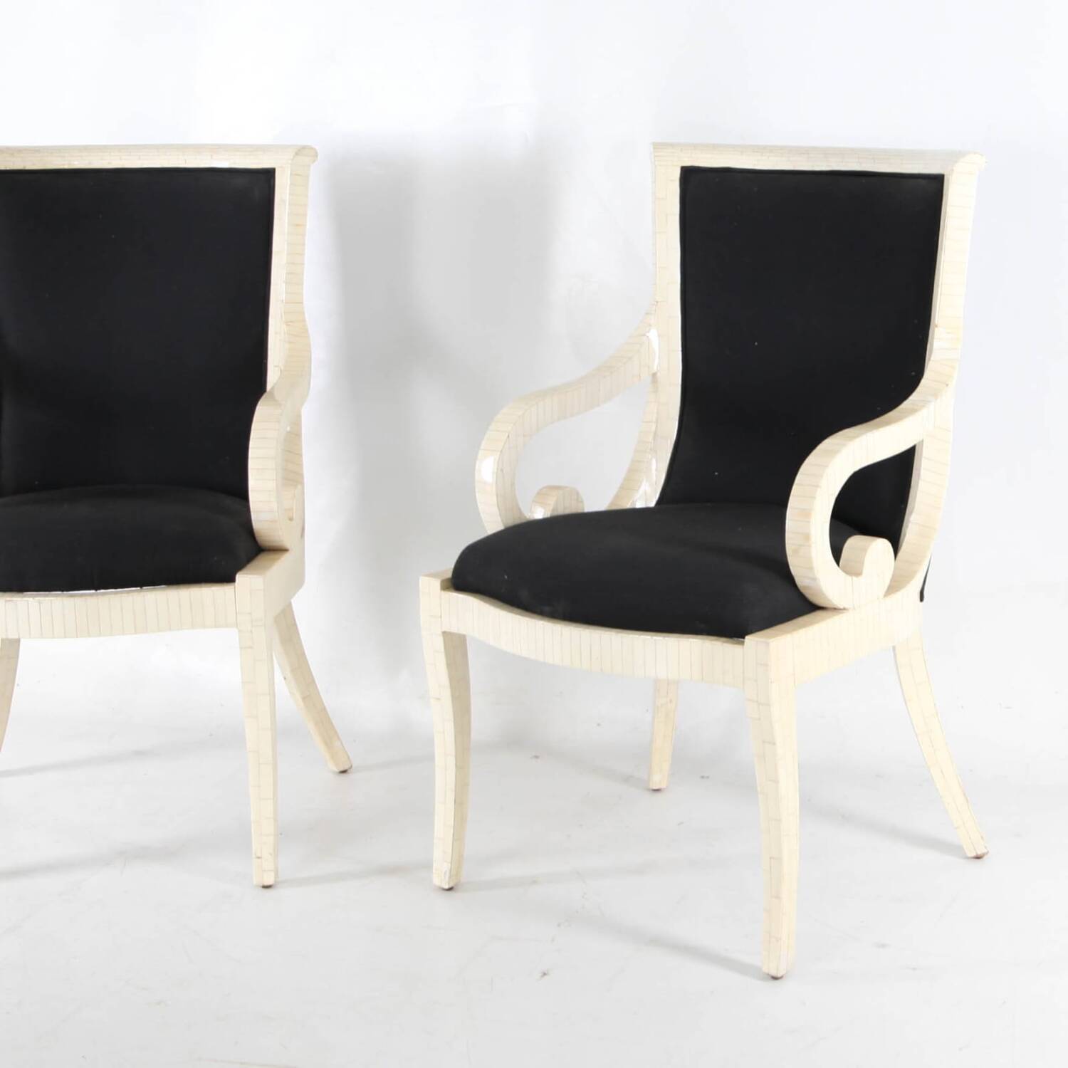 Pair of bone marquetry armchairs