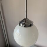 Vintage white chrome and opaline pendant lamp