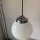 Vintage white chrome and opaline pendant lamp
