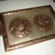 Serving tray in wood, copper and glazed 1950