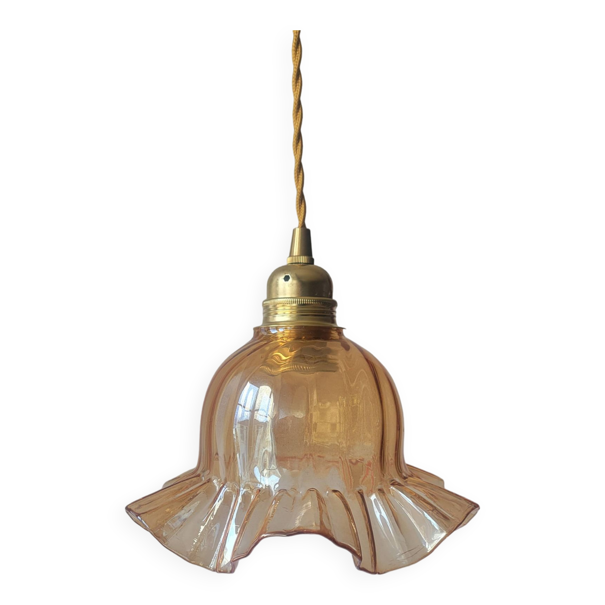 Amber glass pendant light
