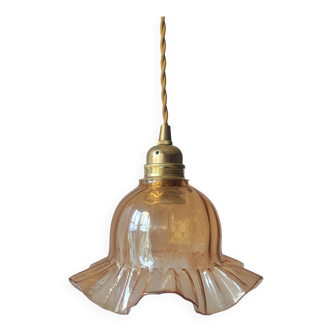 Amber glass pendant light