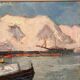 Original Swedish Oil on Panel – “Winter Harbor” by Knut Norman – Signed – Vintage & Framed