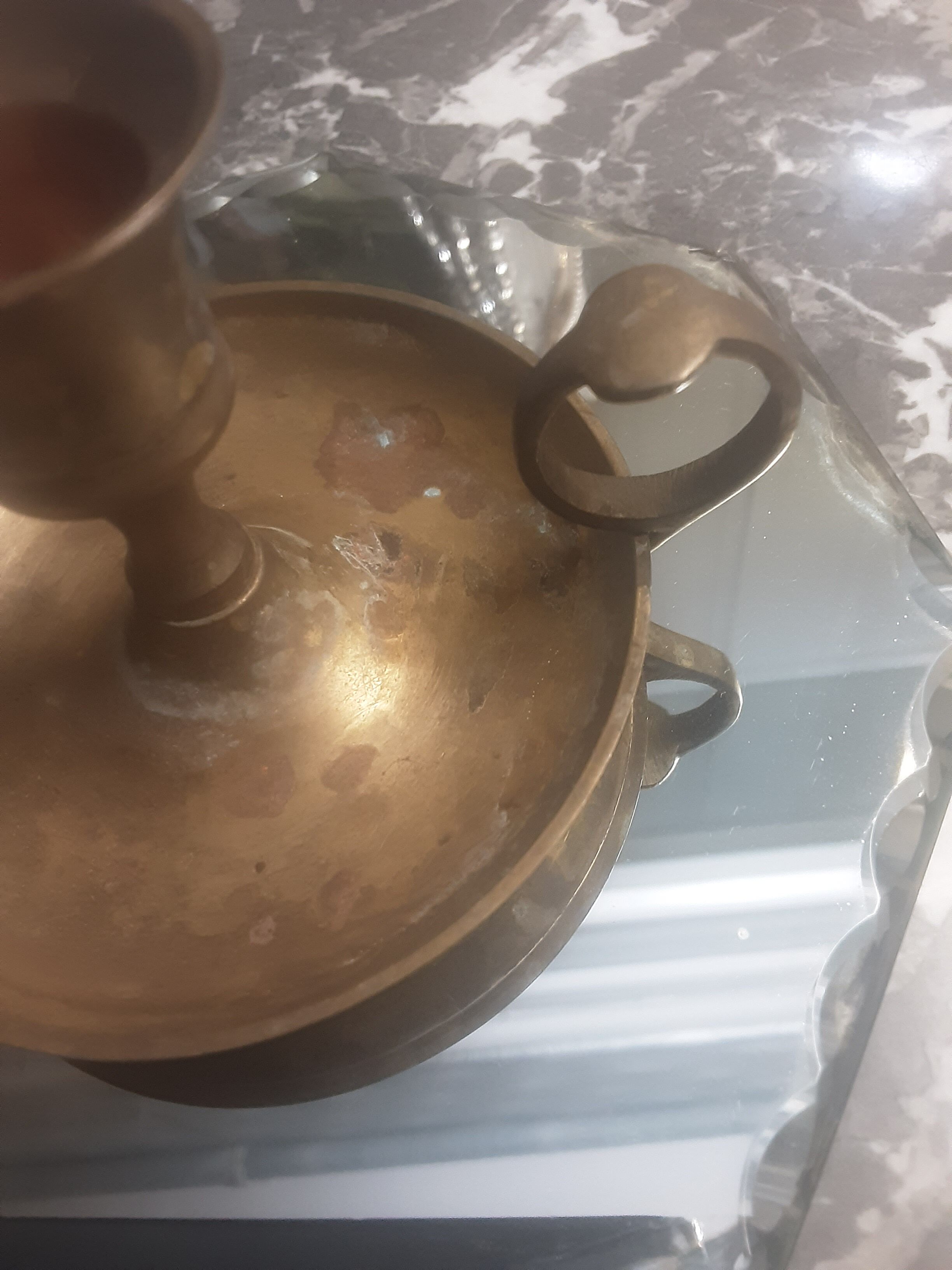 Vintage brass hand candle holder