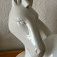 Horse lamp, zoomorphic in white ceramic circa 1980
