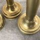 Set of 3 old brass copper zipper candlesticks