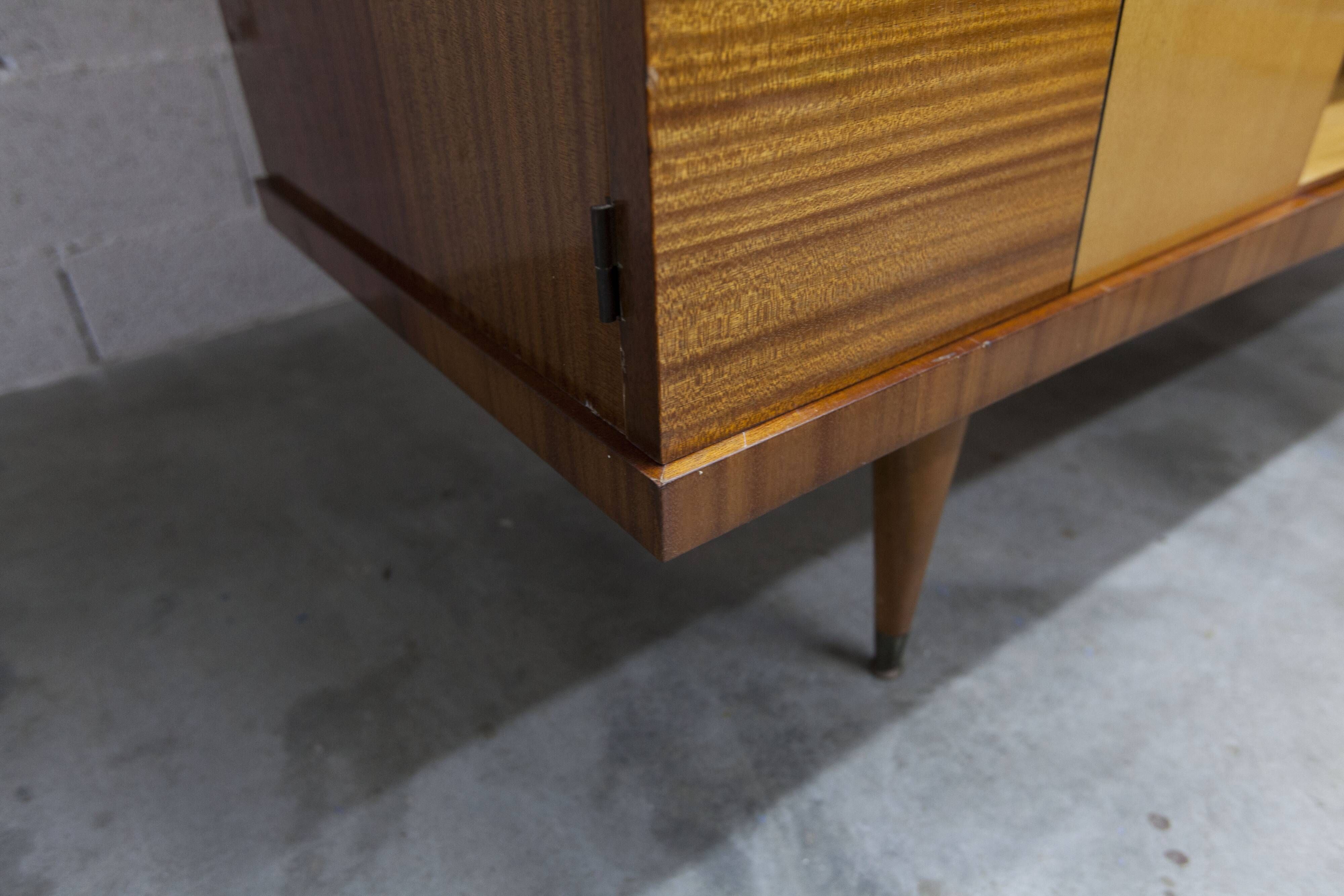 1960 Scandinavian wardrobe, atypical blond wood varnished, 4 doors 3
