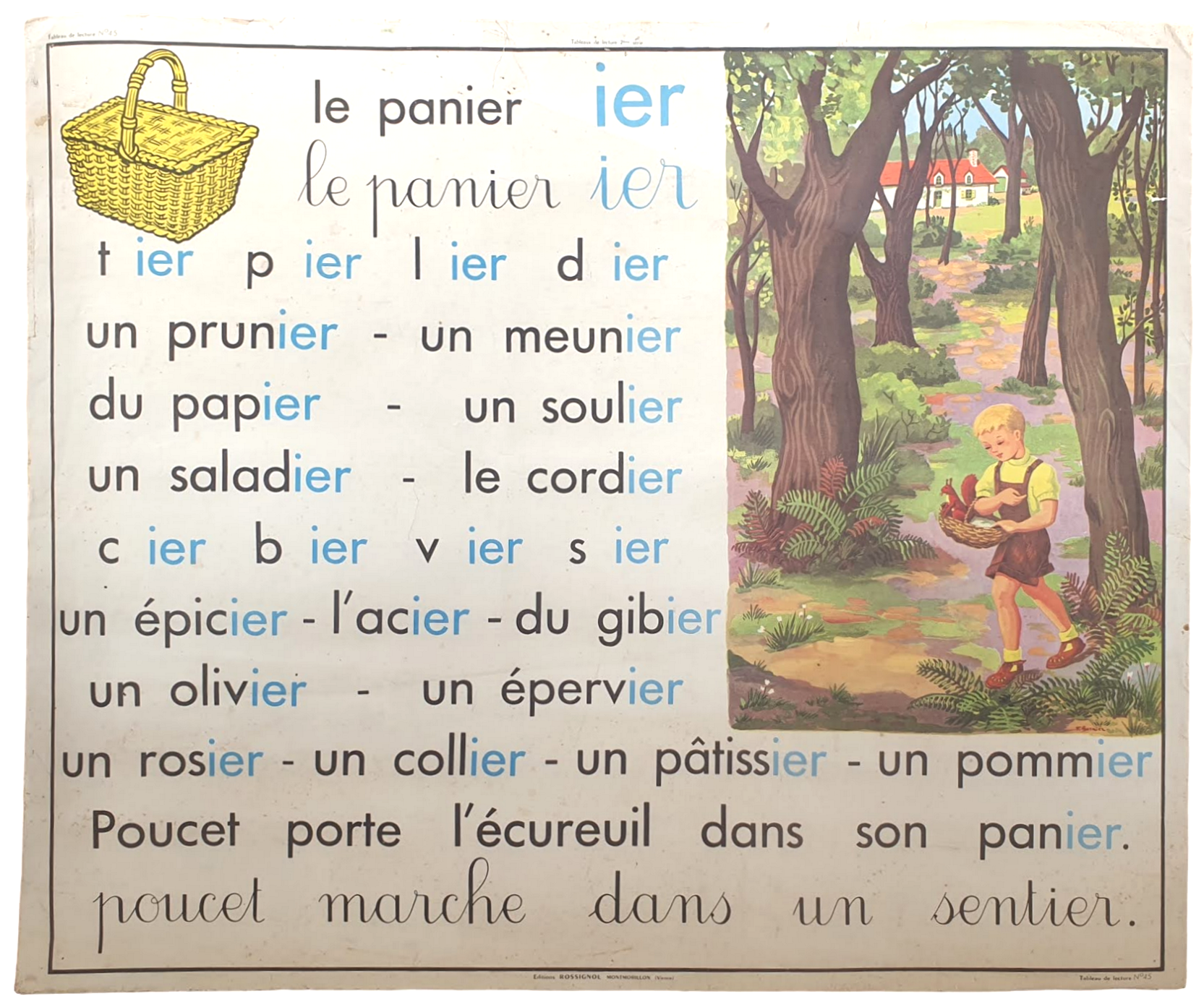 Rossignol school poster reading board – the basket / a musician