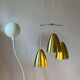 Golden bell mid-century brass pendant lamp set denmark 1960's