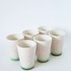 Set of 6 pink and green slip glasses Digoin Sarreguemines, 1970