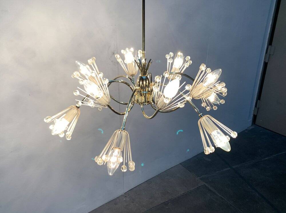 Austrian flower chandelier by Emil Stejnar for Rupert Nikoll, Vienna, Austria, 1950s.