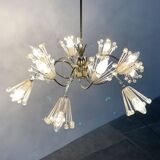 Austrian flower chandelier by Emil Stejnar for Rupert Nikoll, Vienna, Austria, 1950s.