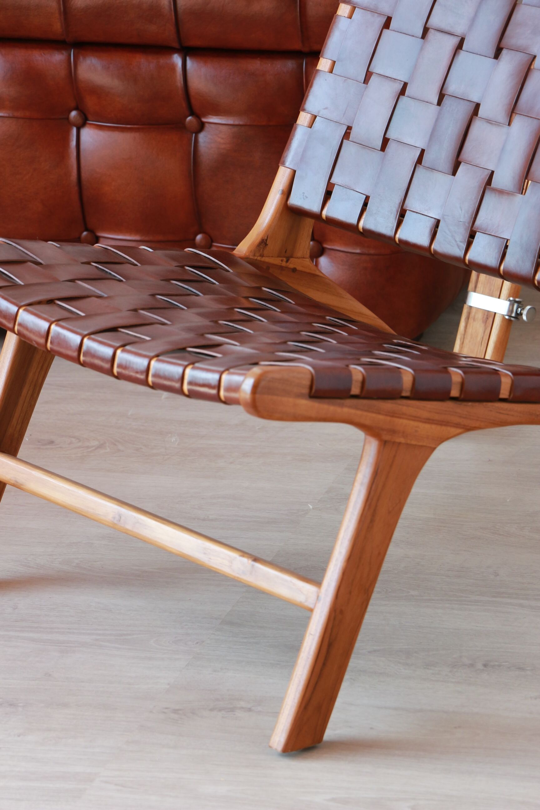 Pair of Teak & Leather heaters - model "Los Angeles" - Olivier de Schrijver