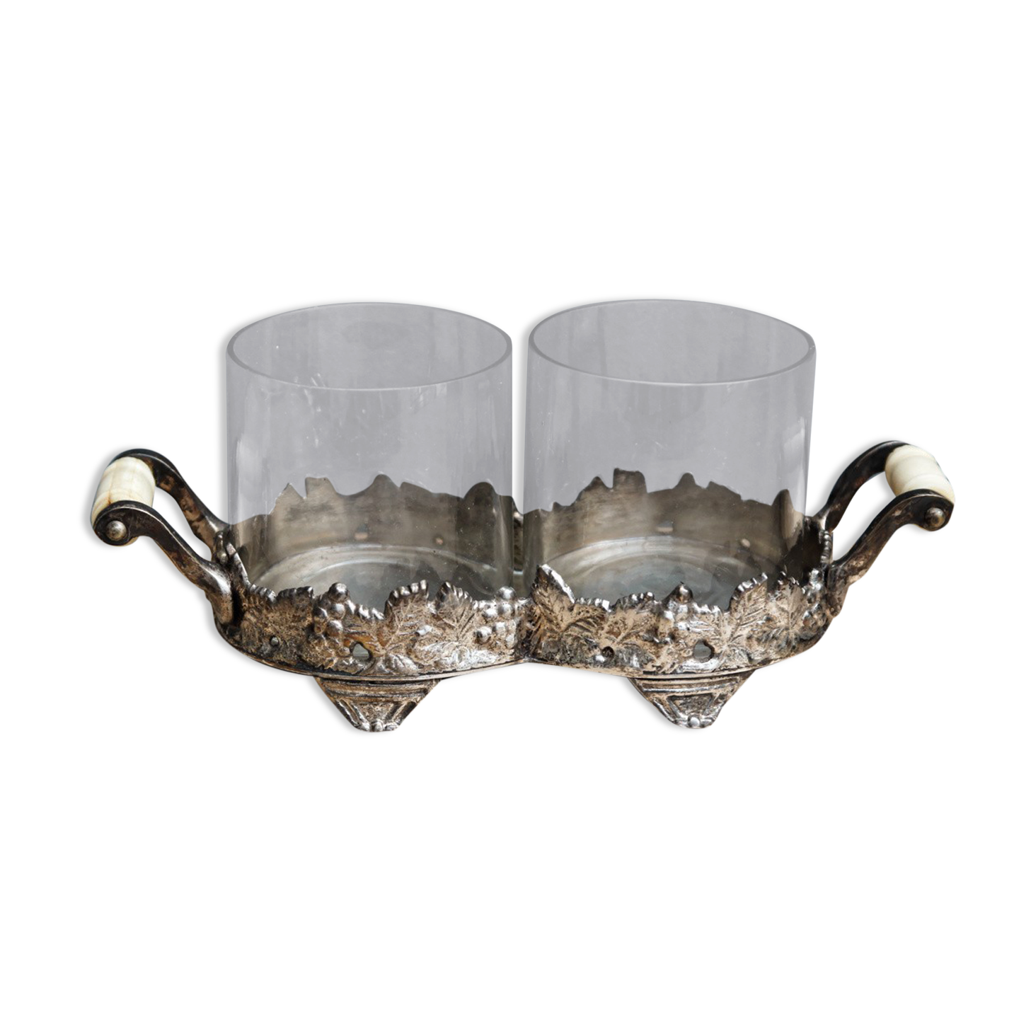 Nightglass tray, silver metal