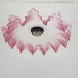 Old suspension lamp with parma pink frosted glass lampshade