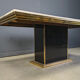 Vintage white marble and brass dining table, 1970s