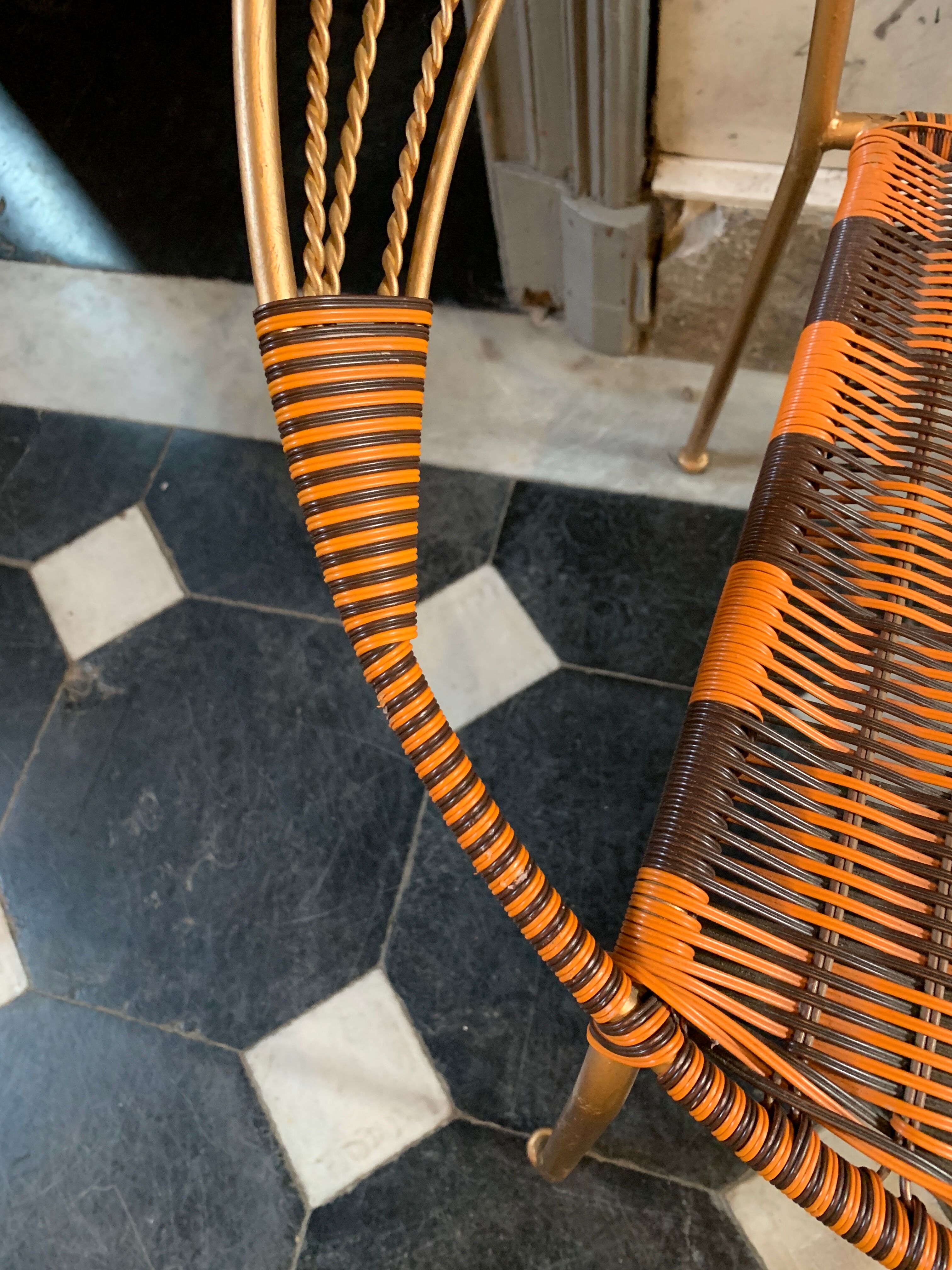 Series of 6 garden armchairs and patio Scoubidou', Italian Vintage Design 1950s