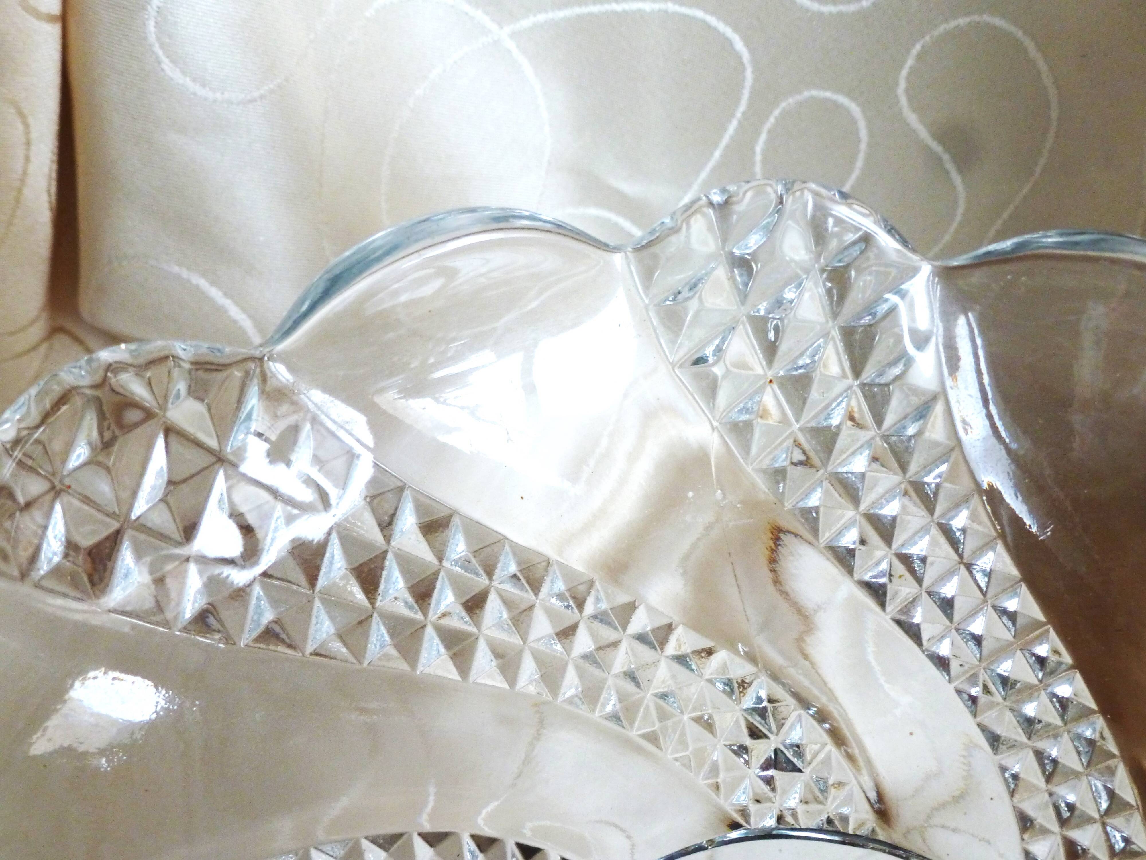 Vintage crystal glass fruit bowl, crystal glass fruit basket.