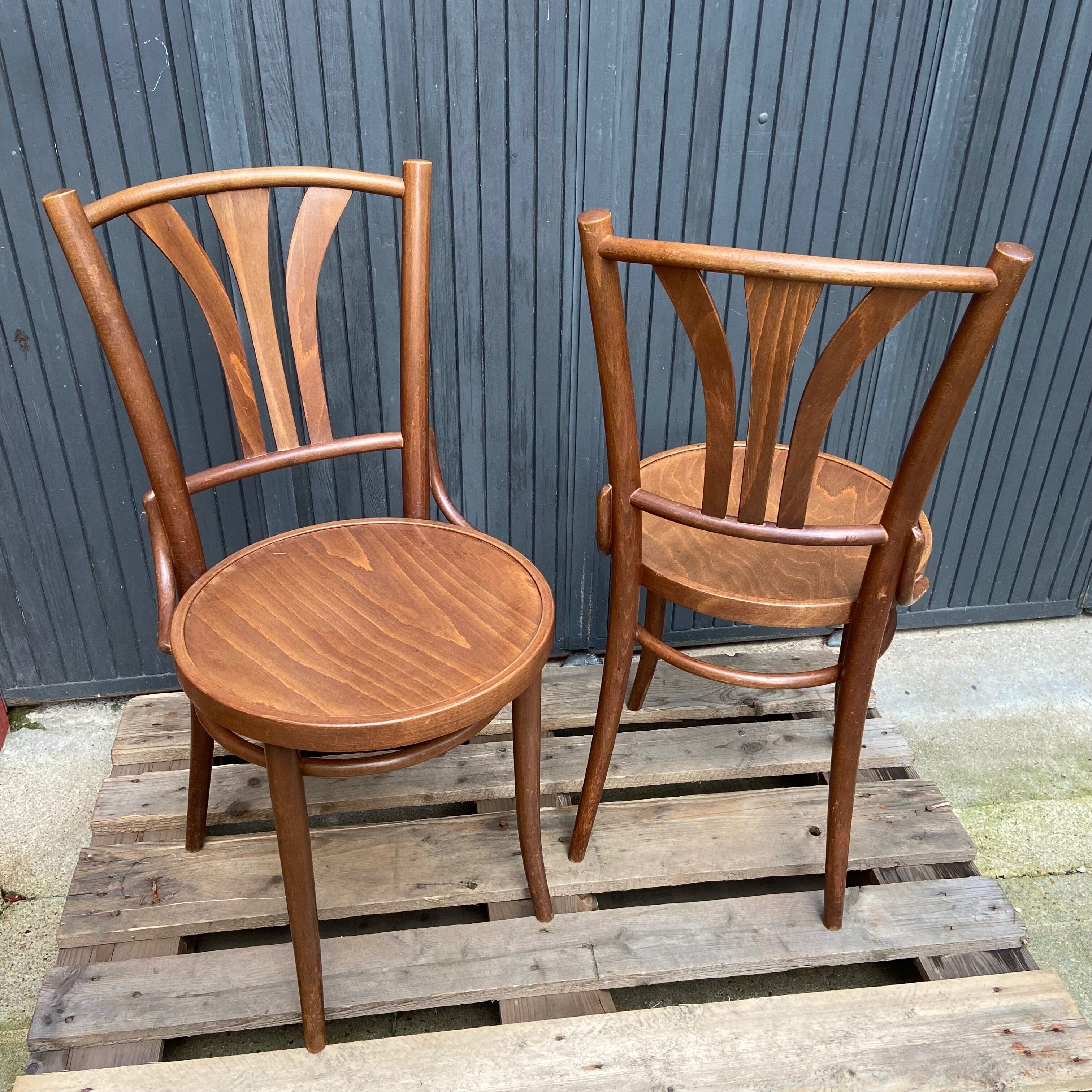 Lot de 2 chaises bistrot en bois courbé