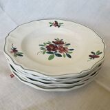 6 old soup plates, Sarreguemines, Amazona model, 1910