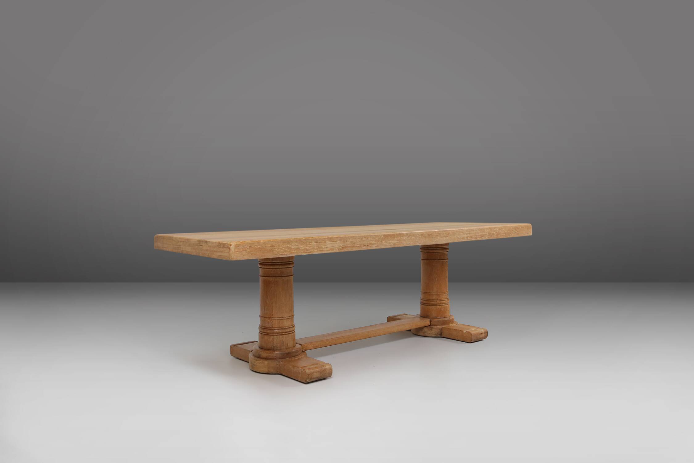 Rustic mid-century French dining table in oak from the 1950s
