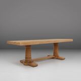 Rustic mid-century French dining table in oak from the 1950s