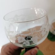 3 twisted green stemmed glasses for Alsace wine, 20 cl