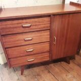 Vintage teak chest of drawers with compass legs