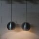 Pair of functional 70's aluminum ball pendants