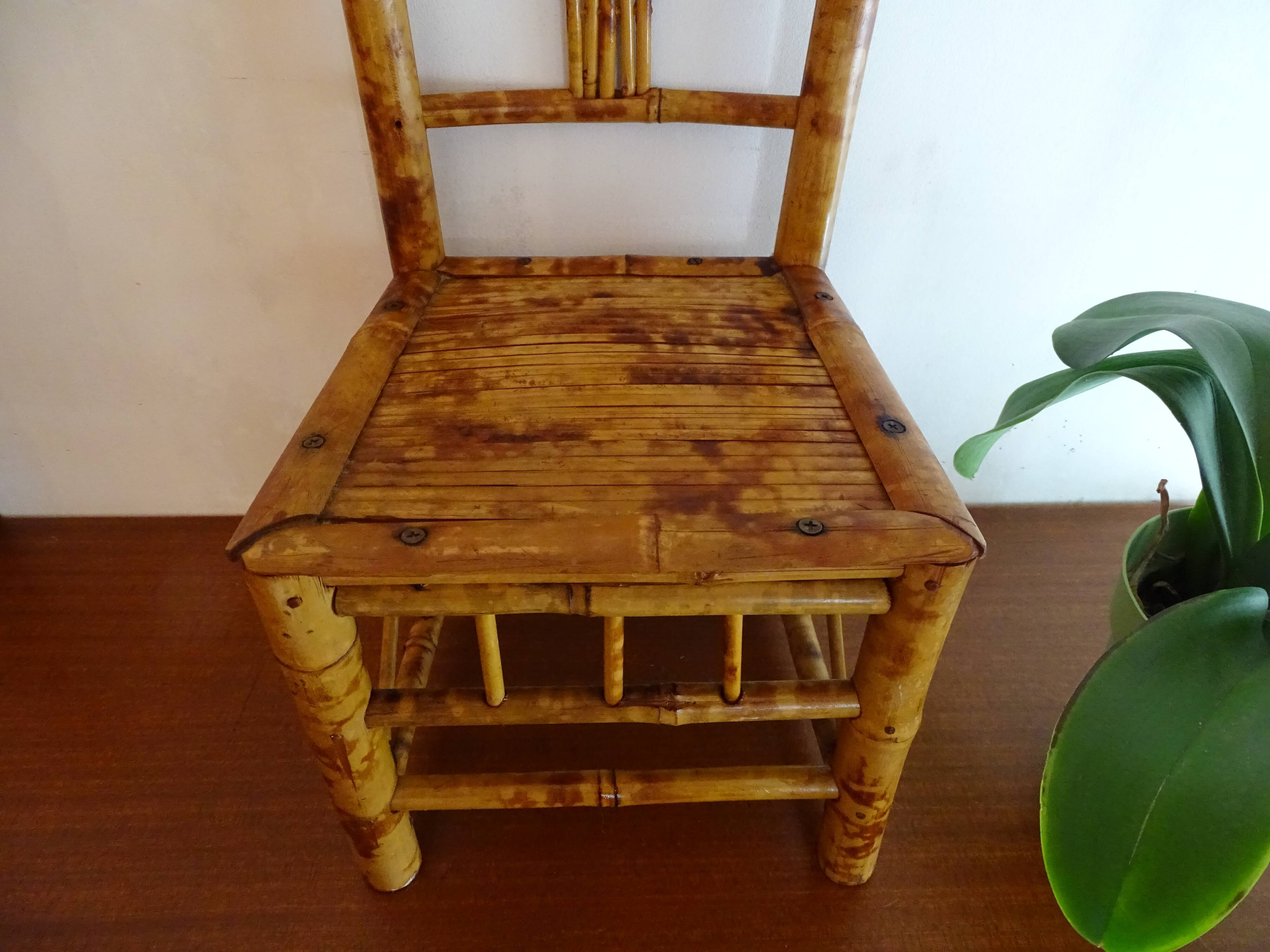 Chaise enfant bambou vintage 1960 H45 cm