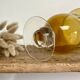 Amber bubble glass vase