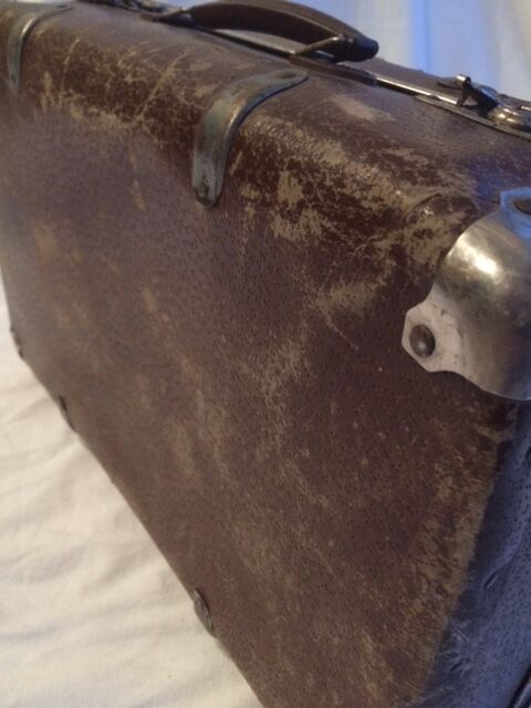 Small suitcase vintage wood and cardboard