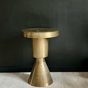 Sculptural metal side table, contemporary brassy side for modern interiors