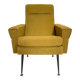 Vintage armchair in fabric and metal compass legs, circa 1950.