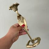 Vintage brass cobra candle holder