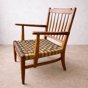Chairs and table in Hungarian oak from the 1940s, Lajos Kozma.