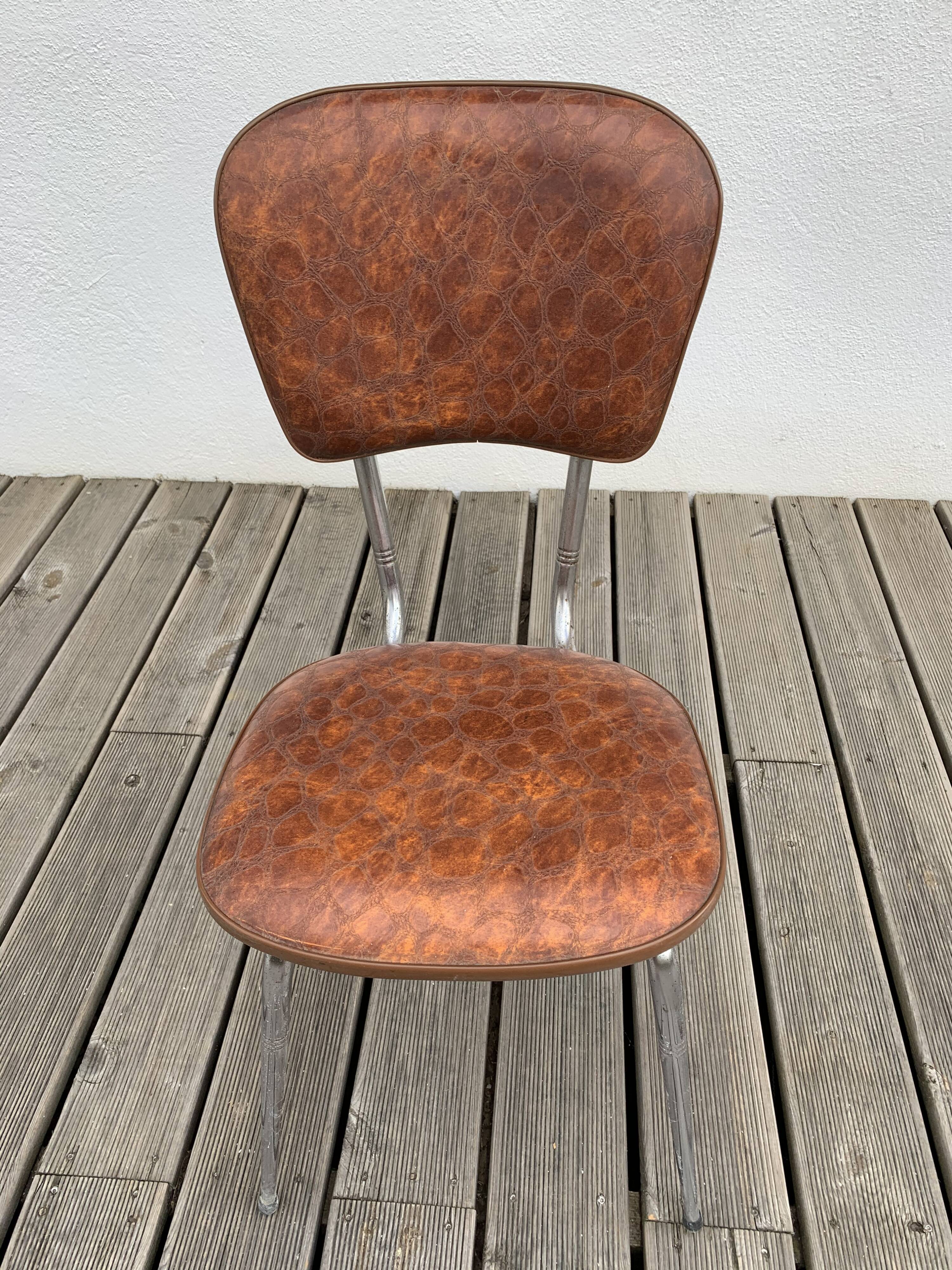 Brown skai chairs and stool
