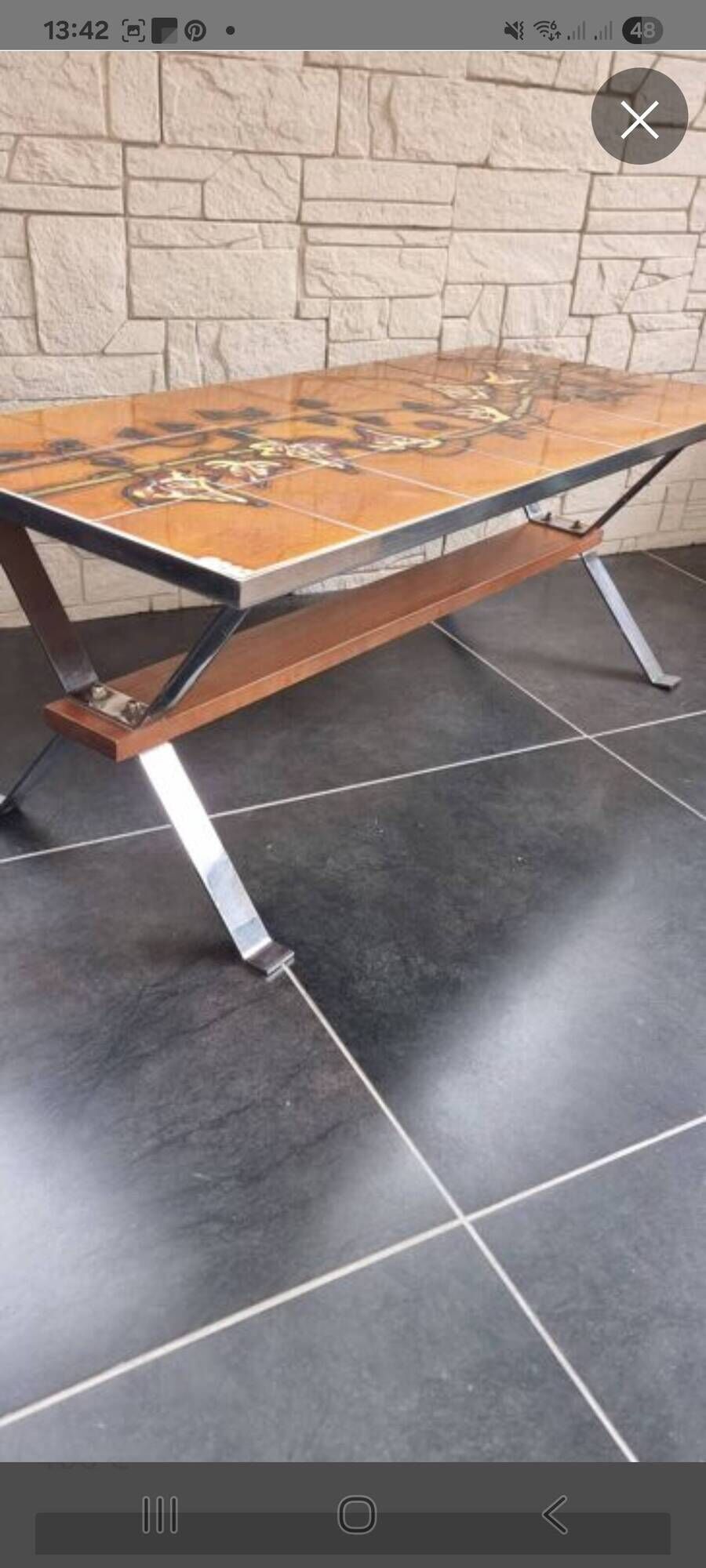 Coffee table with ceramic tiles signed ADRI 1970