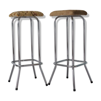 Pair of 70s stools re-tapiss