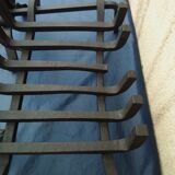 2 chenets with cast iron büche door grille for fireplace