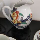 Set of 6 porcelain cups, 6 saucers, teapot and milk jug