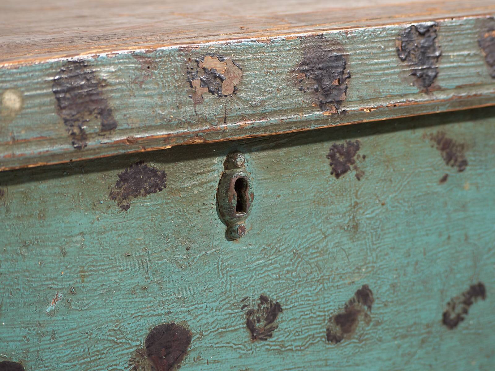 Antique Mint Green Storage Trunk (c.1920)
