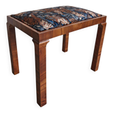 Art Deco pouf in walnut upholstered in velvet