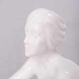 Lampe art déco femme nue en céramique blanche globe italie années 70