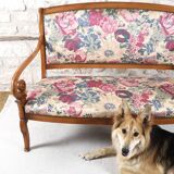 Ancienne banquette à motif floral
