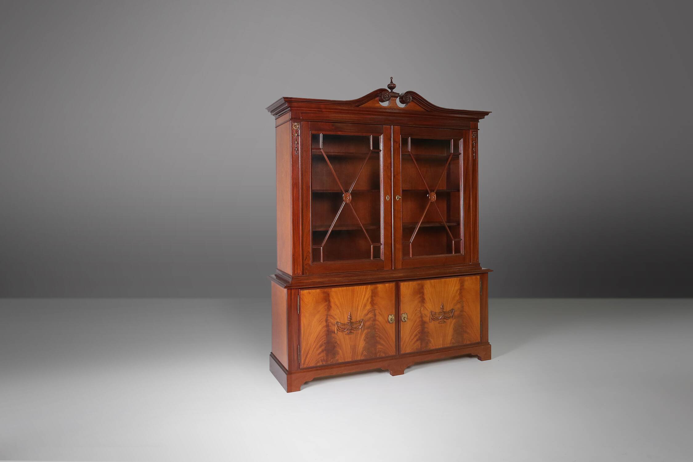 Exquisite Empire Style library cabinet with glass doors, Belgium, 1950s