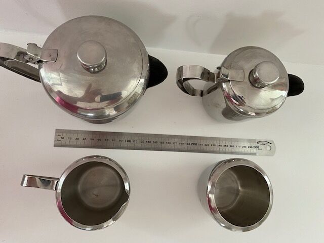 Tea service in stainless steel 50s