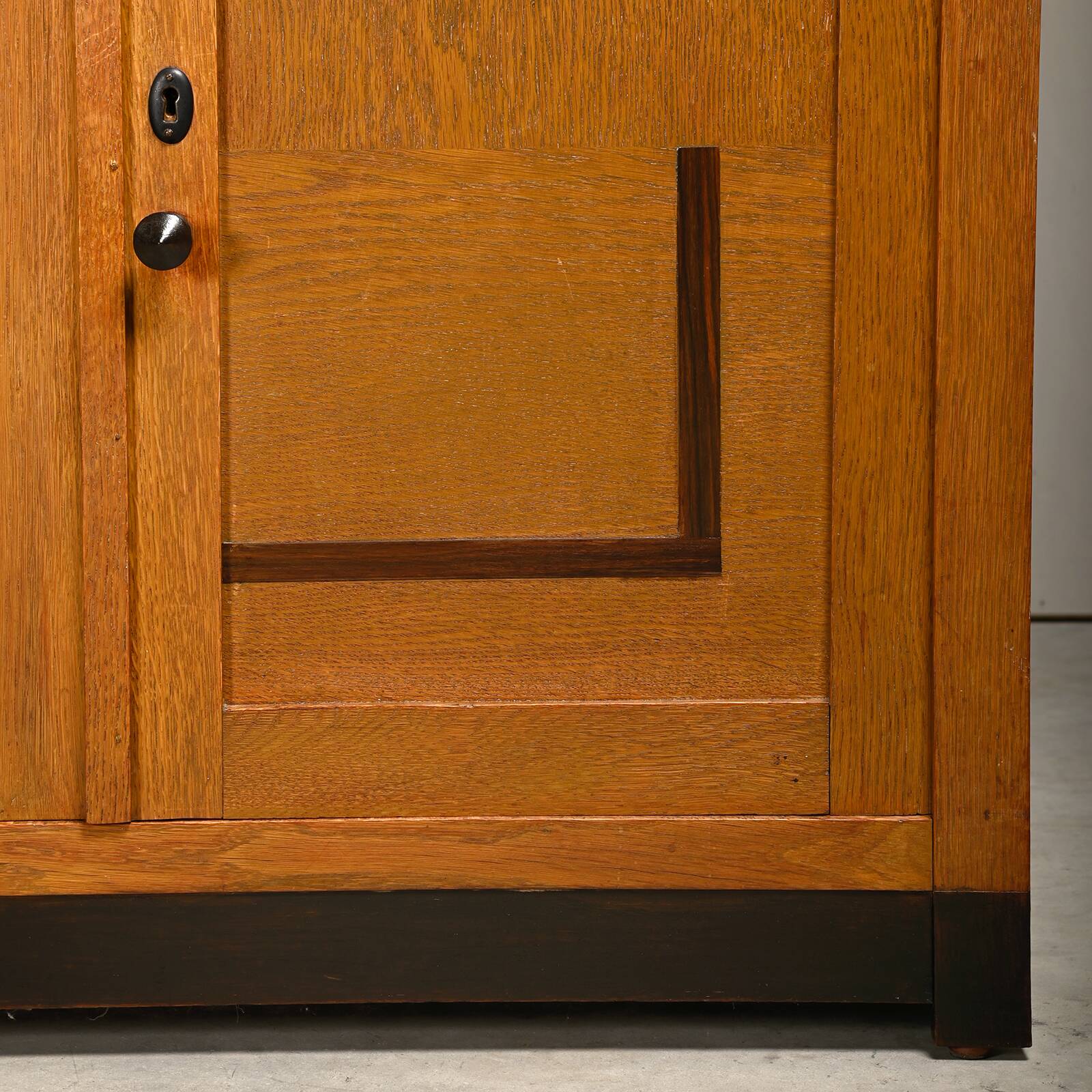 Art Deco Amsterdam School Cabinet Sideboard Oak and Marble, 1930s Netherlan