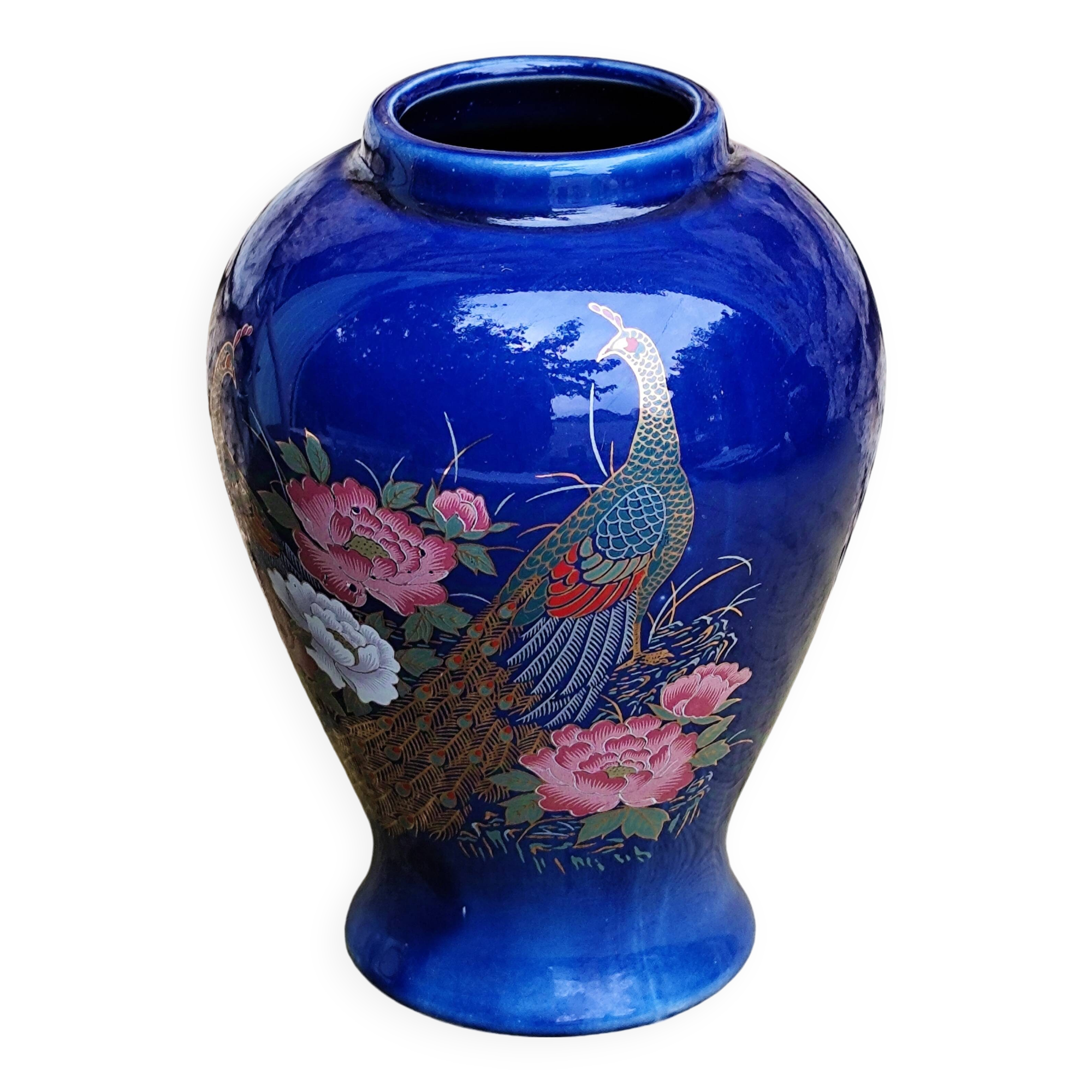 Peacock ceramic vase