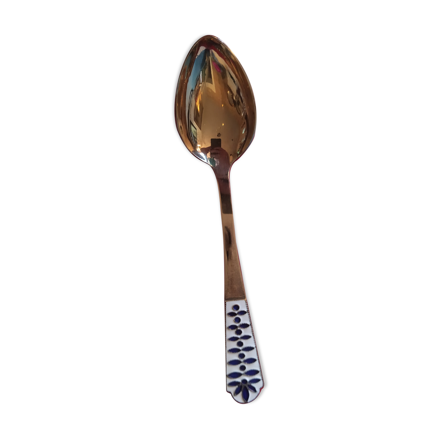 Russian enamelled silver spoon